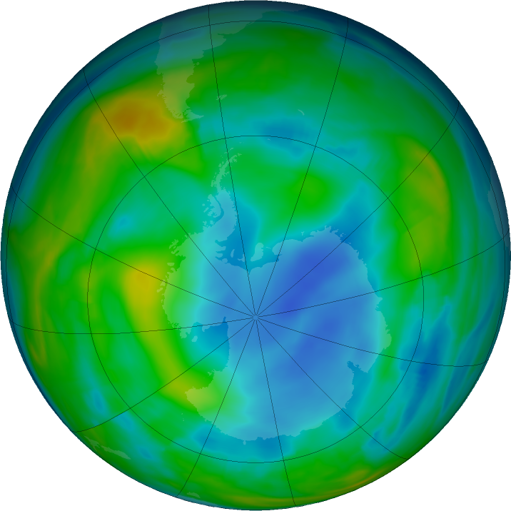 Antarctic ozone map for 08 June 2018